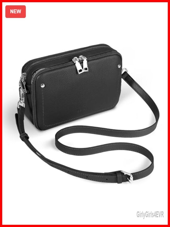 Handbags - Genuine Leather Crossbody Bag with RFID Wallet, Adjustable Strap